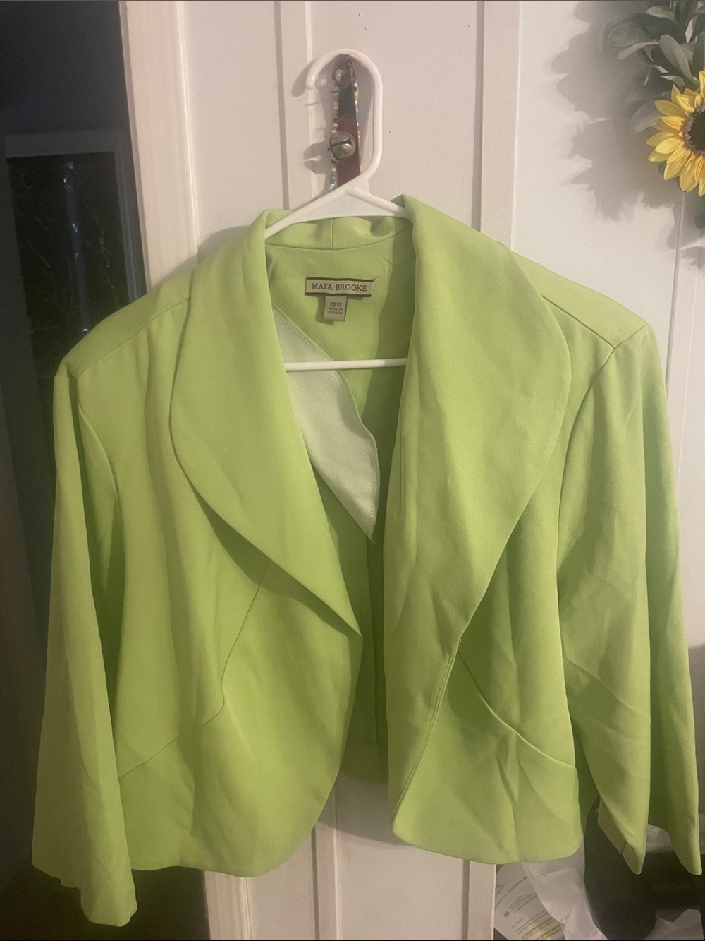 Maya Brooke Lime Green Cropped Blazer